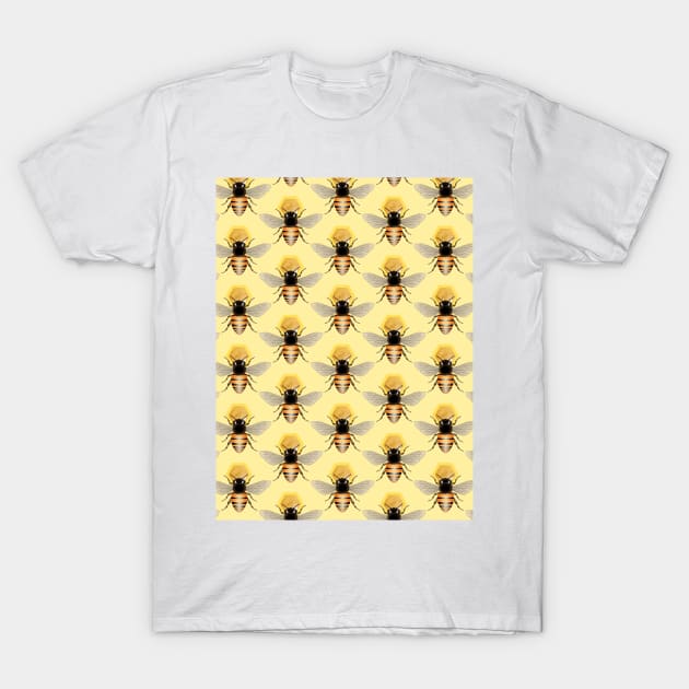 Honey Bees Pattern T-Shirt by Designoholic